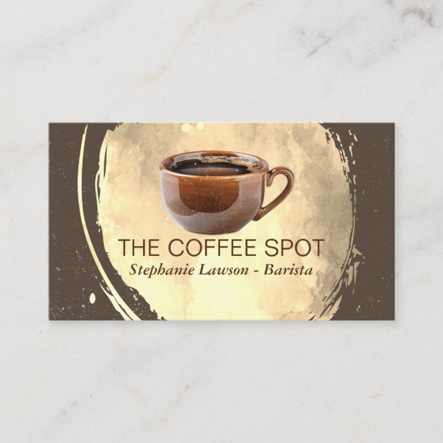 Brun kopp varm kaffe visitkort (Framsida)