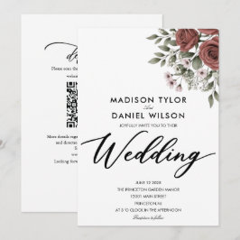 brun koppar blomklassisk minimal wedding inbjudningar