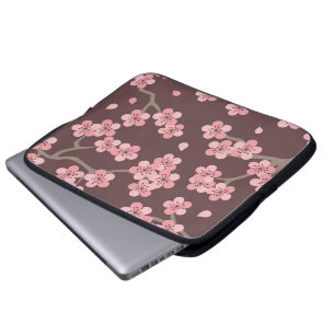 Brun körsbärsröd blommar för rosor laptop sleeve