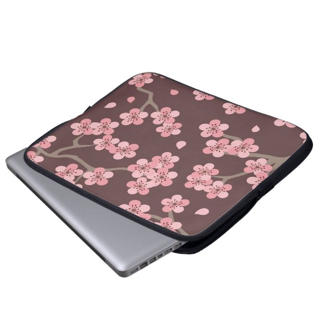 Brun körsbärsröd blommar för rosor laptop sleeve (Framre botten)