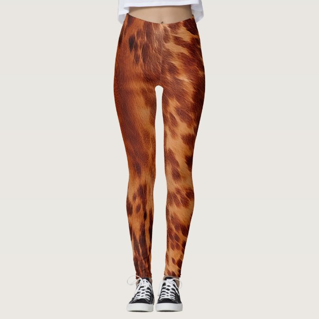 Brun kowhisky-djurutskrift leggings (Framsida)