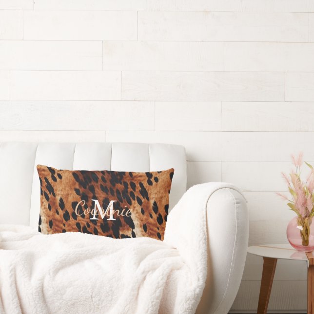 Brun koxhudmonogram lumbarkudde (Soffa)