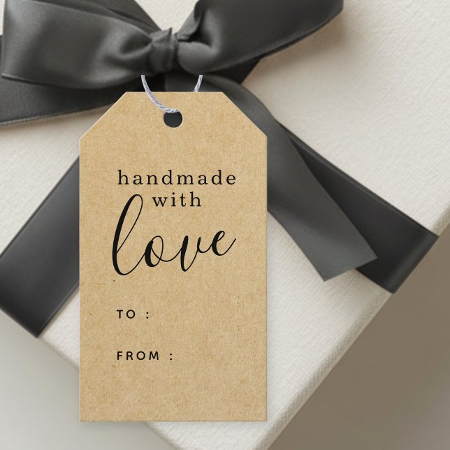 Brun Kraft Handgjord med Kärlek Personlig Presentetikett (Skapare uppladdad)