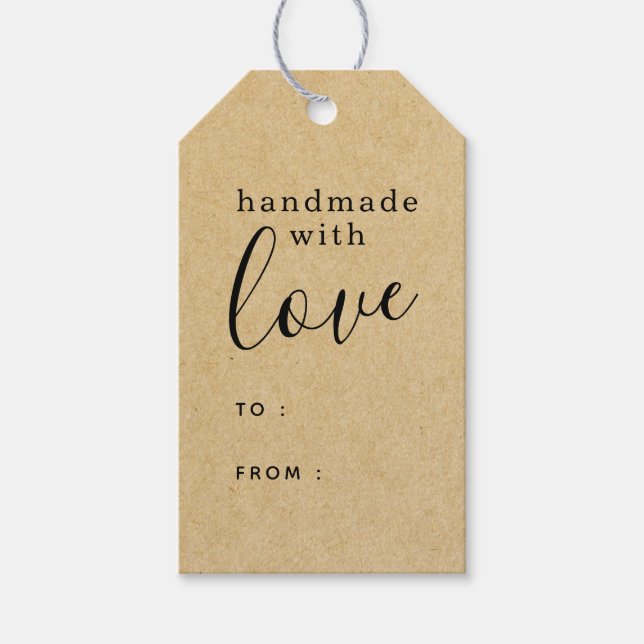 Brun Kraft Handgjord med Kärlek Personlig Presentetikett (Framsidan)
