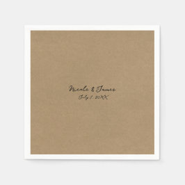 Brun Kraft Minimal Modern Bröllop Pappersservett