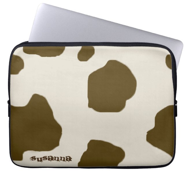 Brun kummelfläckar med Namn Laptop Sleeve (Framsidan)