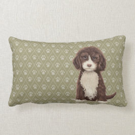 Brun Labradoodle-/Goldendoodlehundgrönt kudder Lumbarkudde