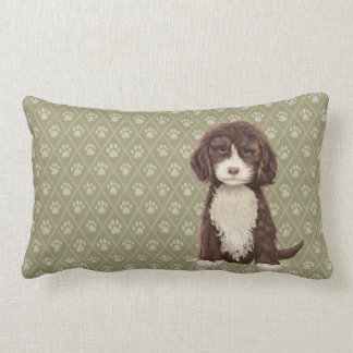 Brun Labradoodle-/Goldendoodlehundgrönt kudder Lumbarkudde