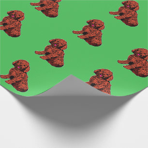 Brun labradoodle Mönster Grönt Svällning Pappra Presentpapper