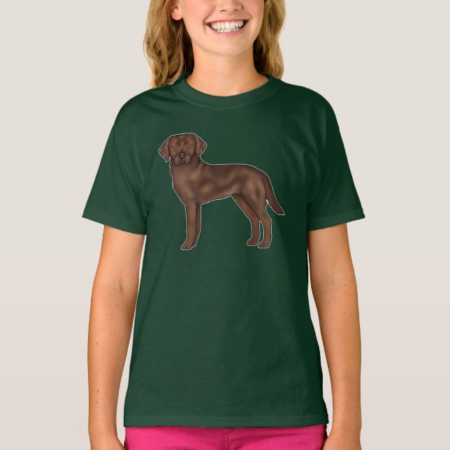 Brun Labrador Retriever Bedårande Tecknad Lab Hund T Shirt (Framsida)