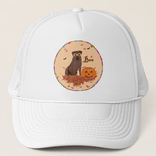 Brun Labrador Retriever Halloween Truckerkeps (Framsida)