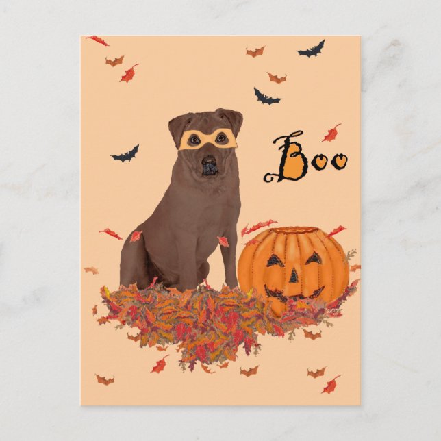 Brun Labrador Retriever Halloween Vykort (Framsida)