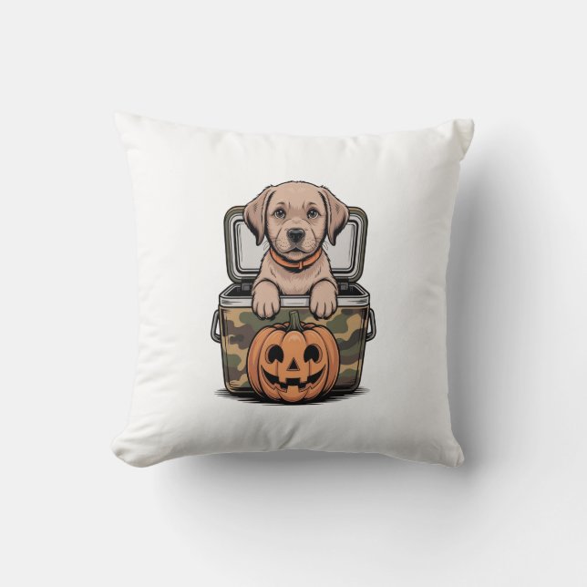 Brun Labradorshund Halloween Kuslig Kudde (Framsida)