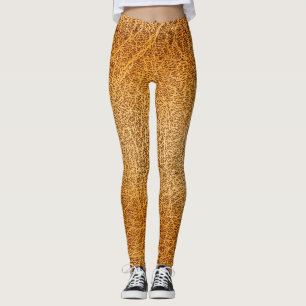 Brun läder: Detaljerad Struktur Closeup Leggings