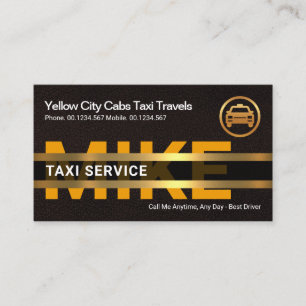 Brun läder Gult Taxi Guld Namn-plattan Visitkort