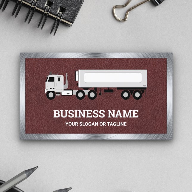 Brun Läder Logistik Transport Lastbilsläpplekman Visitkort (Skapare uppladdad)