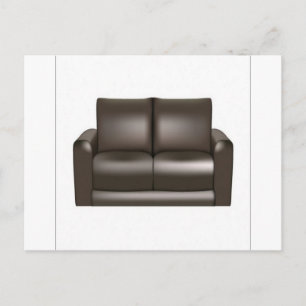 Brun läder soffa design vykort