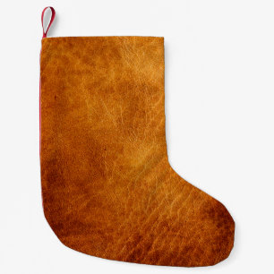 Brun läder struktur liten julstrumpa