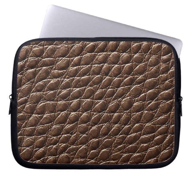 Brun lädereffektmönster laptop fodral (Framsidan)