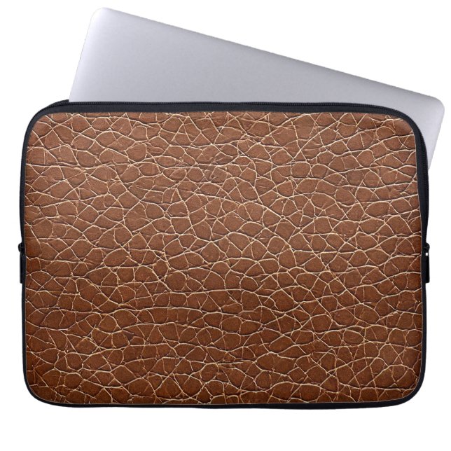 Brun lädereffektmönster laptop fodral (Framsidan)