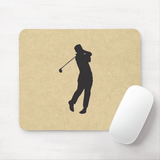 Brun lädergolfdesign musmatta (Med mus)