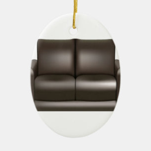 Brun lädersoffadesign julgransprydnad keramik
