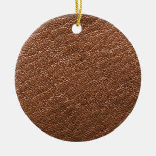 Brun läderstruktur julgransprydnad keramik