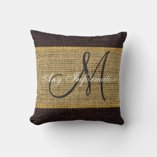 Brun lantlig BurlapJute för Monogram Kudde