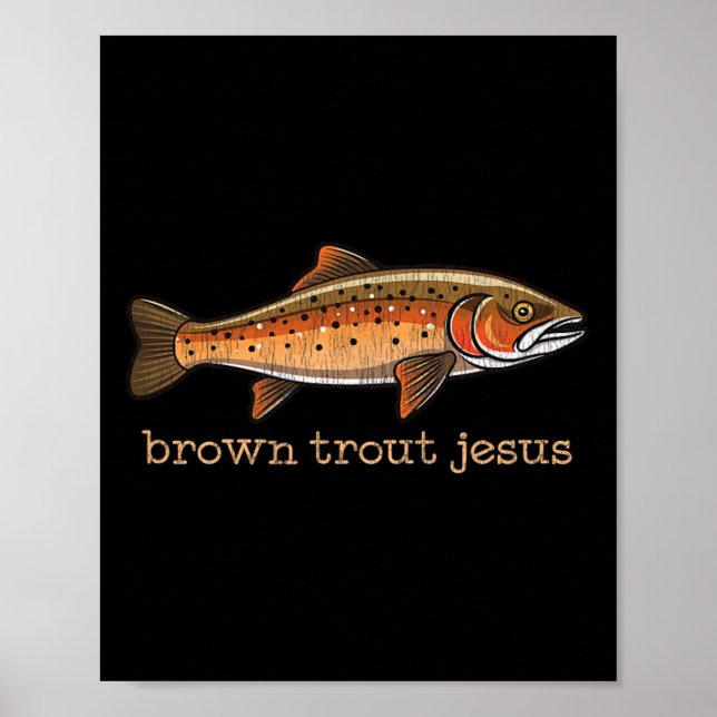 Brun Lax Fisk Flygfiske Fiskare Humor Skämt  Poster (Framsidan)