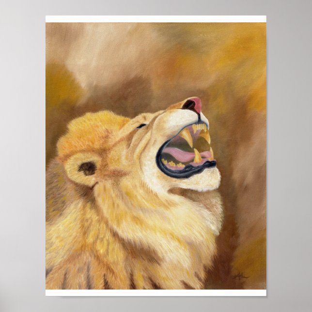 Brun lejon utskrift 11" x 14" poster (Framsidan)