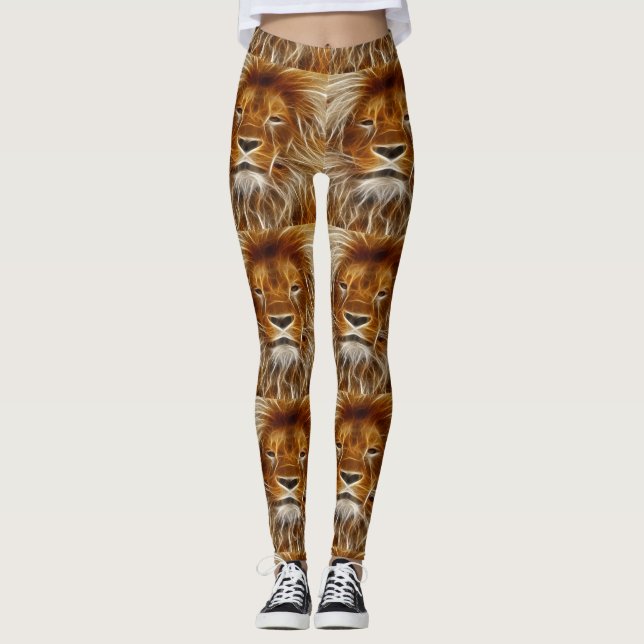 Brun Lejon utskrift Leggings (Framsida)