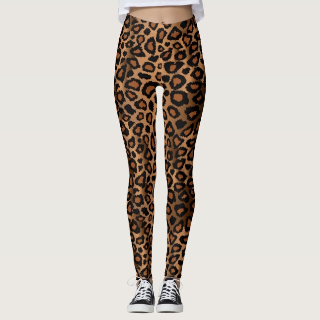 Brun leopard - djurhudutskrift leggings (Framsida)