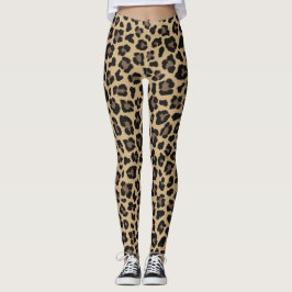 Brun leopard Skriv ut utfyllnad Leggings