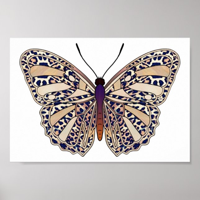 Brun leopard Spots - Butterfly Poster (Framsidan)