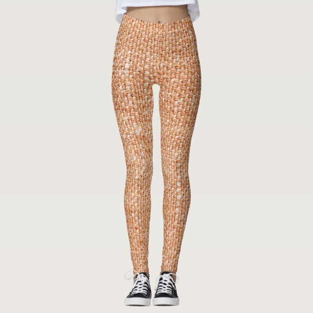 Brun linnekanvasstrukturbakgrund leggings (Framsida)
