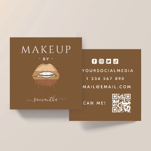 Brun Lippen Makeup Artist QR Fyrkantigt Visitkort
