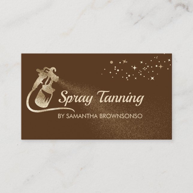 Brun ljus Elegant Kalligraphy Tan Spray Visitkort (Framsida)