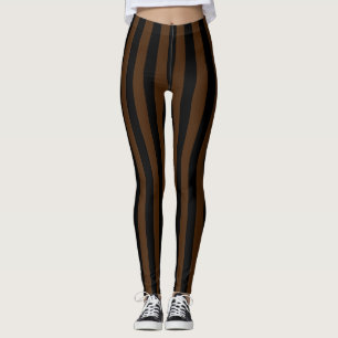 Brun Lodrät med alternativ svart Mörk, rand Leggings