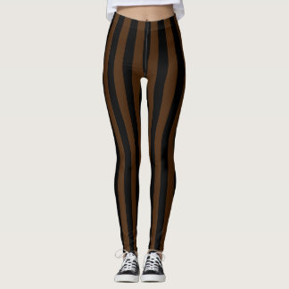 Brun Lodrät med alternativ svart Mörk, rand Leggings