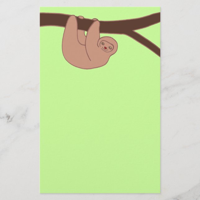 Brun log Sloth med Heart Nose Brevpapper (Framsida)