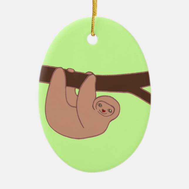 Brun log Sloth med Heart Nose Julgransprydnad Keramik (Framsidan)