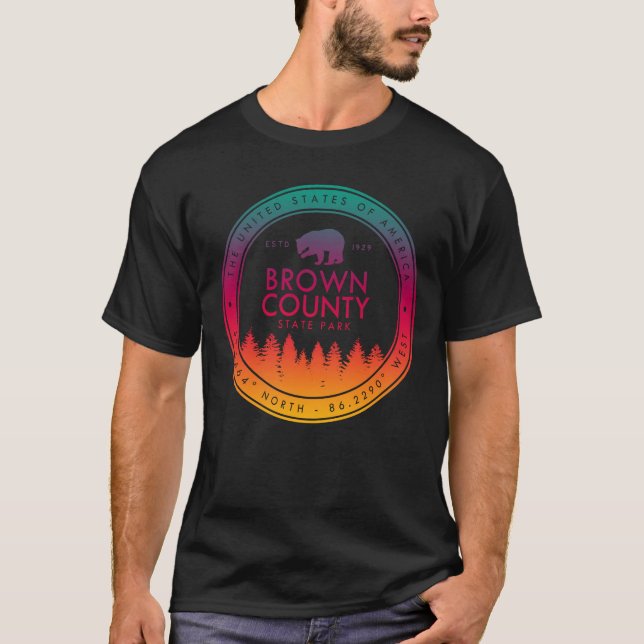 Brun lutning för landdelstatsparkIndiana Emblem T Shirt (Framsida)