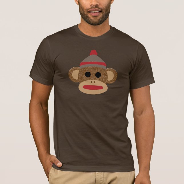 Brun manar för sock monkey grundläggande T-tröja T-shirt (Framsida)