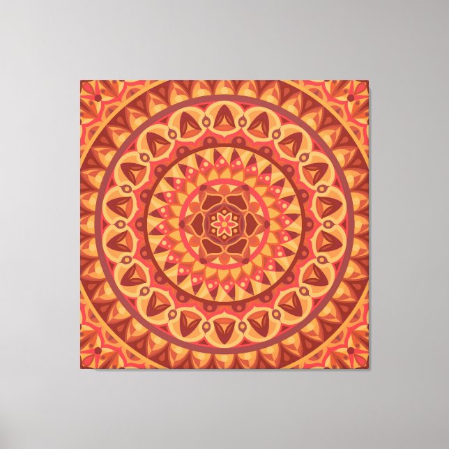 Brun Mandala-konst Jordnära Boho Geometrisk Mysig  Canvastryck (Framsida)
