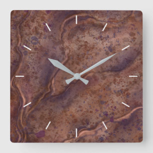 Brun Marble Mönster Wall Clock Fyrkantig Klocka