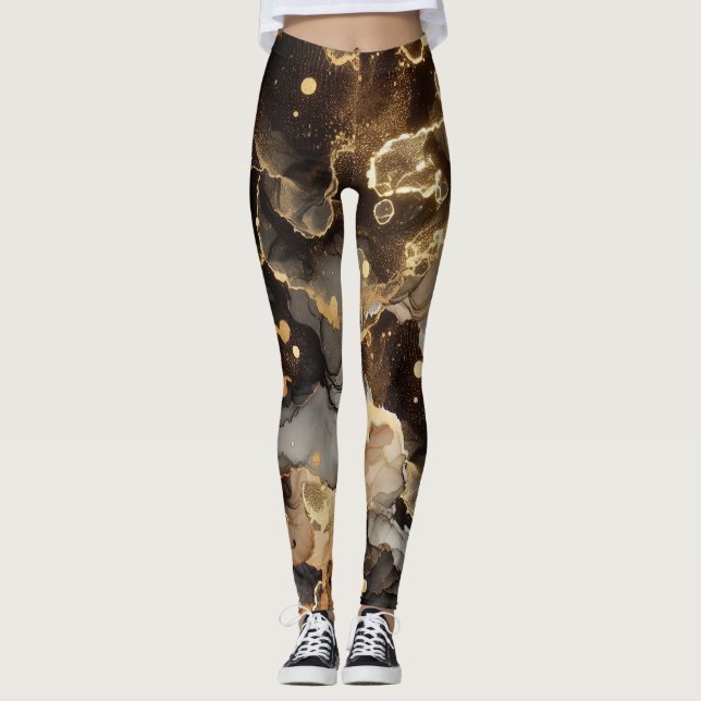 Brun marmor med punkter leggings (Framsida)