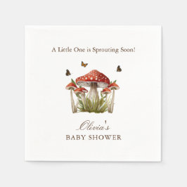Brun marmor svamp fjäril tema baby shower pappersservett