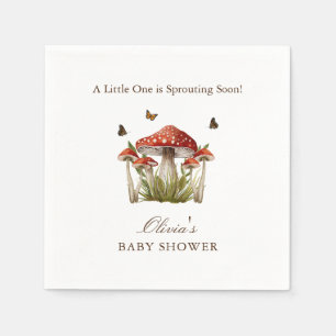 Brun marmor svamp fjäril tema baby shower pappersservett