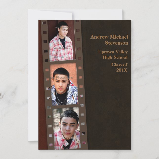 Brun, Maroon Färg Block Grad-fotokort Meddelande (Framsida)