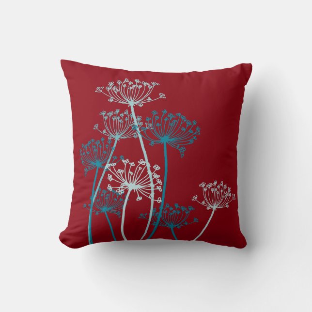 Brun marsala aqua cows parsley pelare kudde (Framsida)